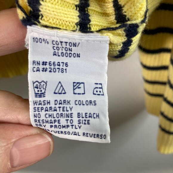 Womens Vintage Tommy Hilfiger Striped Cotton Turtle Neck Sweater XL Yellow Blue - Picture 10 of 12